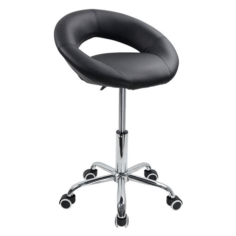 KKTONER Low Back Swivel Rolling Stool Height Adjustable Modern Semi-Circular Seat Office ...