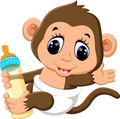 Premium Vector | Baby monkey holding milk bottle | Cute baby monkey, Cartoon monkey, Baby cartoon