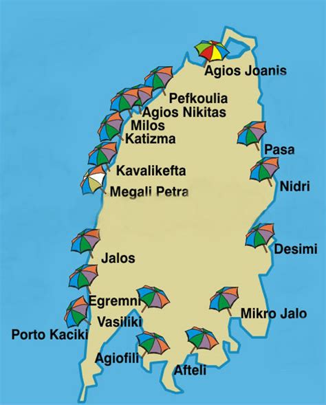 Lefkada mapa sa plažama - Svet Putovanja