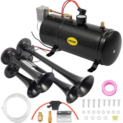 VEVOR 150DB Train Horns Kit for Trucks Super Loud with 120 PSI 12V Air Compressor 4 Trumpet Air ...