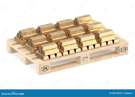 Stacks Of Gold Bars On Pallet Stock Illustration - Image: 55314812