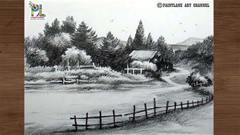 Country Side Village Landscape Drawing and Shading || Pencil Art