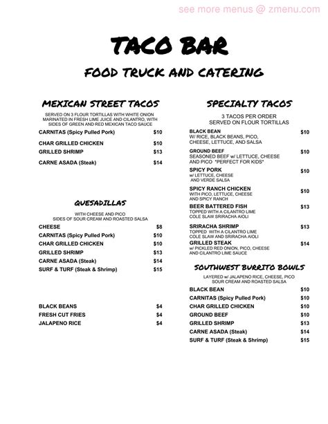 Online Menu of Taco Bar Food Truck Restaurant, Baltimore, Maryland ...