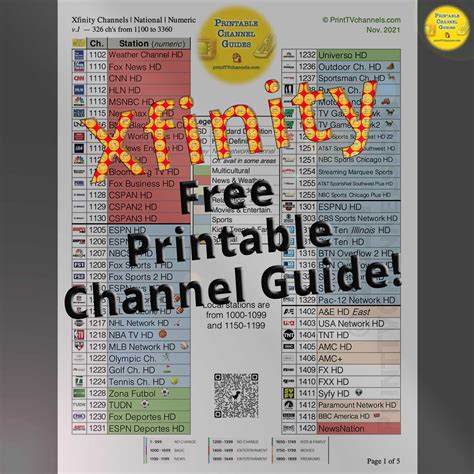 Printable Xfinity Channel Lineup - Printable Form, Templates and Letter