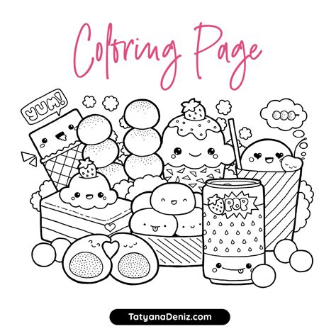 Kawaii Sweets Doodle: FREE Coloring Page (Printalbe PDF)