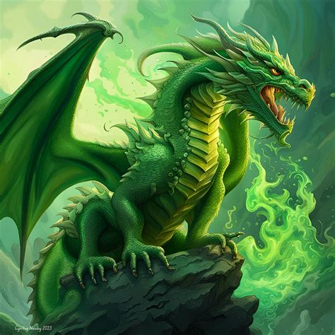 Green Fire Dragon Digital Art by Cindy's Creative Corner - Fine Art America