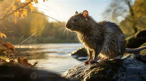 Close-up photo of a Rat looking in their habitat. Generative AI ...