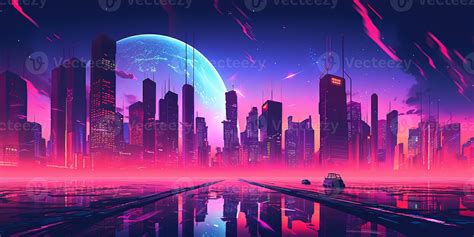 Aesthetic city synthwave wallpaper with a cool and vibrant neon design ...