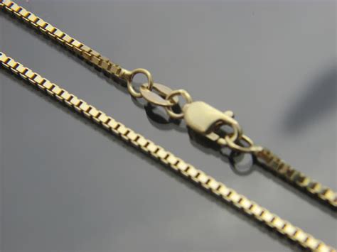 SOLID 14k Gold Box Chain Necklace 1.3mm Chain - Etsy