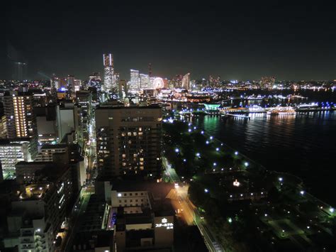 The Minato Mirai area in Yokohama at night - From northern Yokohama, Japan