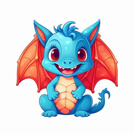 Premium AI Image | Blue dragon with wings on a white background