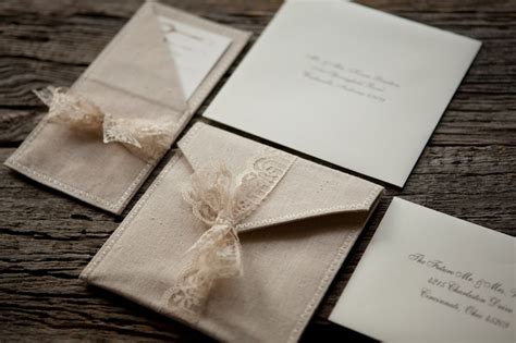 Joanie + Todd's Romantic Linen and Lace Wedding Invitations