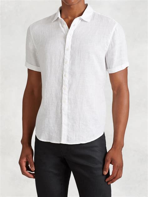 Lyst - John Varvatos Linen Short Sleeve Shirt in White for Men