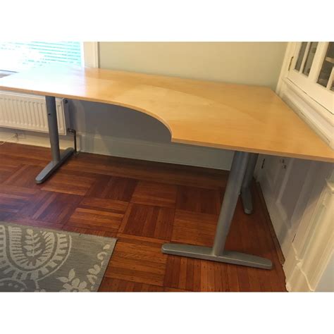 Ikea Galant Corner Desk w/ Extension & Leather Blotter - AptDeco