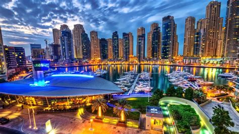 Dubai City At Night Skyscrapers United Arab Emirates Hd Desktop Wallpapers For Tablets And ...