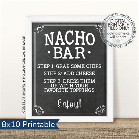 Printable Nacho Bar Sign Printable Nacho Table Sign Table - Etsy Canada