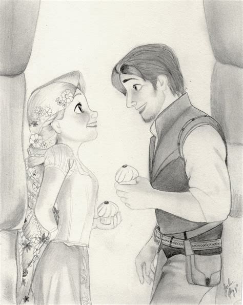 Rapunzel and Flynn (Tangled Graphite Drawing) by julesrizz on DeviantArt