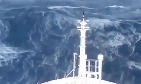 Ship slammed by monster waves in violent mega storm at sea in terrifying video | Travel News ...