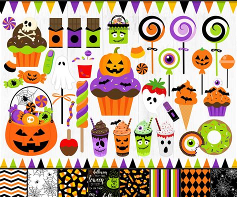 Halloween Candy Clipart Halloween Candy and Treats Clipart - Etsy