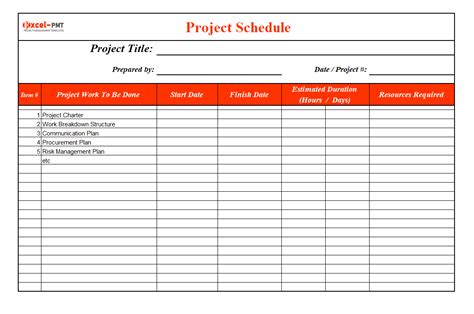 Sample Project Schedule Template - Project Management | Small Business Guide