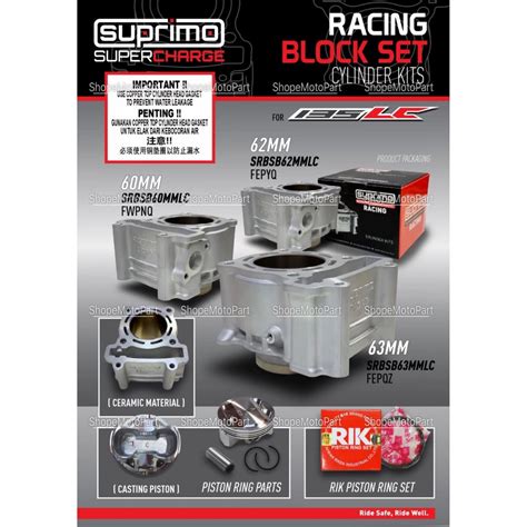 SUPRIMO LC135 135LC LC 135 RACING CERAMIC CYLINDER BLOCK BLOK 60MM 62MM 63MM | Shopee Malaysia