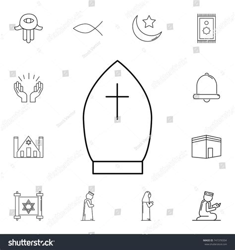 Pope Hat Icon Set Religion Icons Stock Vector (Royalty Free) 747376504