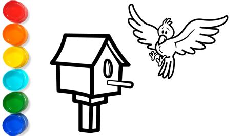 Coloring Pages Bird Houses / Bird And Bird House Coloring Pages : The cute little birds on this ...