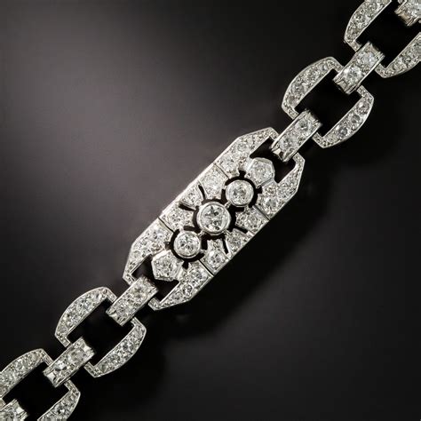 French Art Deco Platinum Diamond Bracelet - Antique & Vintage Bracelets ...