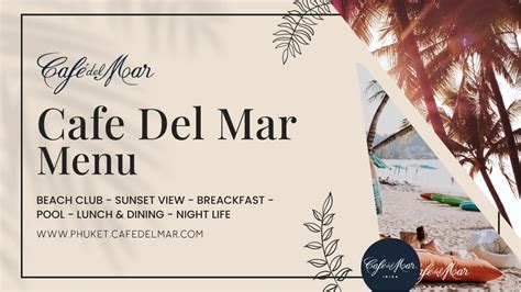 Menu | Café Del Mar Beach Club Phuket