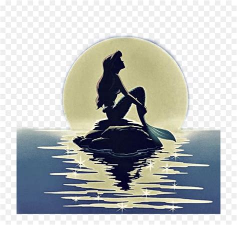 Transparent Princess Silhouette Png - Ariel Little Mermaid Moon, Png Download - vhv