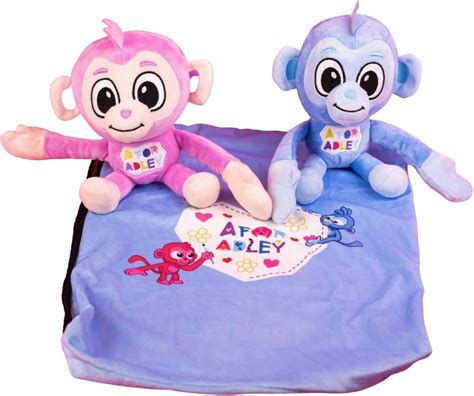 A FOR ADLEY Official Merch Monkey Buddies, A Pink Monkey and A Blue Monkey Ready to Be Your ...