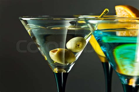 martini with green olives | Stock image | Colourbox