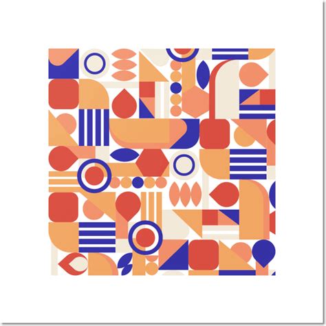 Geometric pattern mid century modern orange blue - Geometric - Posters and Art Prints | TeePublic