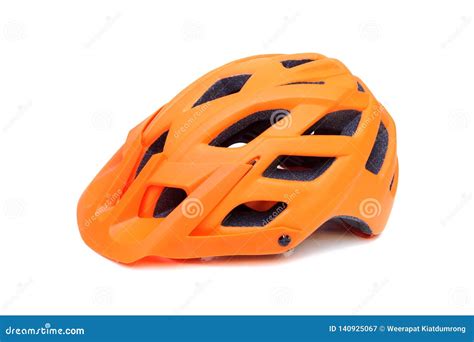 Mountain Bike Helmet in Orange Color Stock Image - Image of white, bike: 140925067