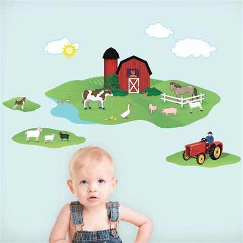 Red Barn With Farm Animals Wall Decals Removable and Reusable - Etsy | Animal wall decals, Kids ...