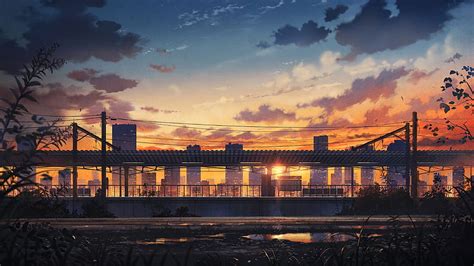 Sunset City Scenery Anime HD wallpaper | Pxfuel