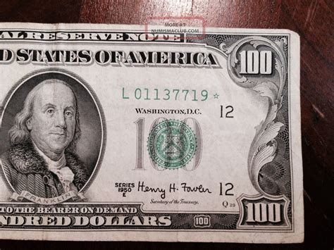 1950 $100 Dollar Bill Star Note Old Paper Money Us Currency - District L