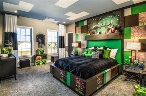 Minecraft-inspired bedroom decor in minecraft for a gamer's dream room