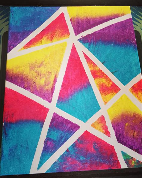 Vibrant Abstract Canvas Art with Masking Tape Technique