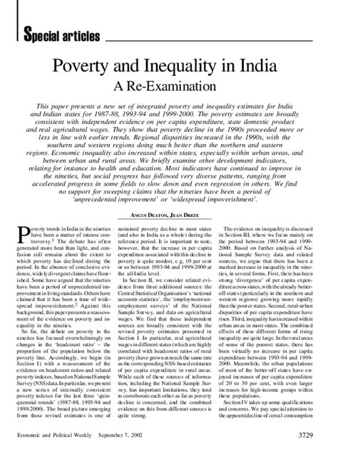 (PDF) "Poverty and Inequality in India: a Reexamination"