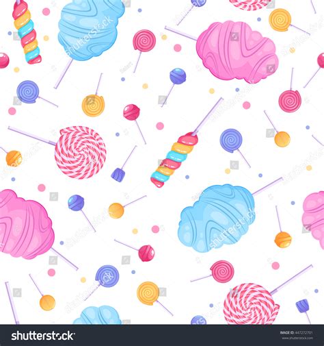 Lollipops Cotton Candy Seamless Pattern On Stock Vector (Royalty Free) 447272701 | Shutterstock