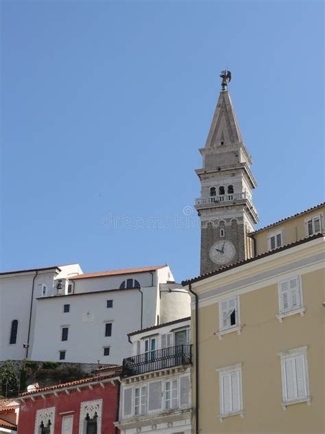 Cathedral of Piran stock photo. Image of holiday, campanile - 18118556