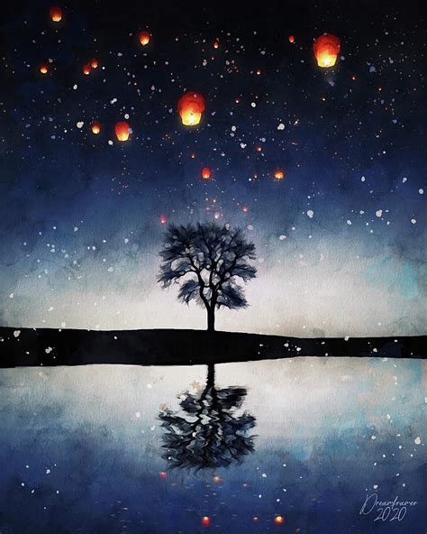 Sky Lanterns Painting by Dreamframer Art - Fine Art America