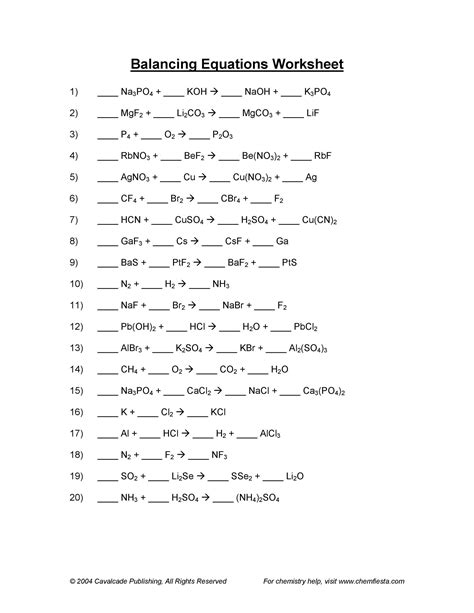 Neat 50 Examples Of Unbalanced Chemical Equations With Answers ...