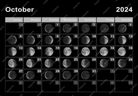 Calendário lunar de outubro de 2024, ciclos da lua, fases da lua | Foto Premium