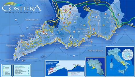 Sorrento Peninsula and Amalfi Coast Map - Ontheworldmap.com