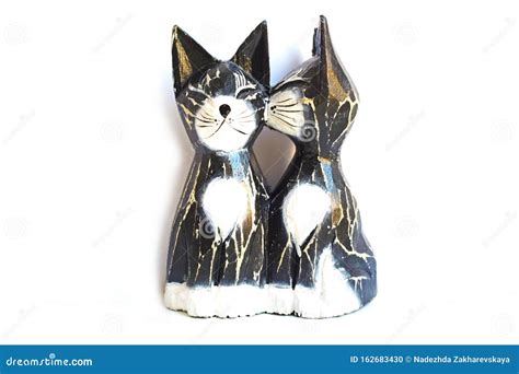 Kissing Black Cats on a White Background. Stock Photo - Image of ...