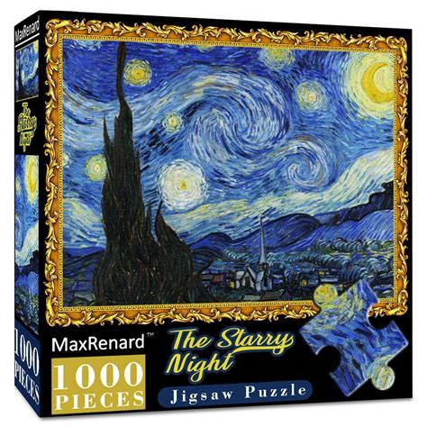 Buy MaxRenard 1000 Piece Puzzles for Adults Starry Night Jigsaw Puzzle 1000 Pieces Van Gogh ...