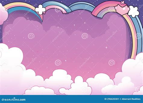 A Cartoon Rainbow and Clouds in the Sky Stock Illustration ...