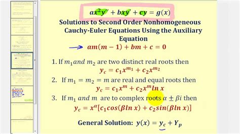 Second Order Nonhomogeneous Cauchy-Euler Differential Equations - YouTube